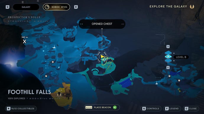 Part of the map of Koboh in Jedi: Survivor.