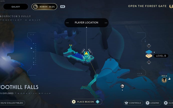 Part of the map of Koboh in Jedi: Survivor.