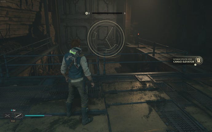 Cal approaches and picks up a collectible item on Koboh in Jedi: Survivor.