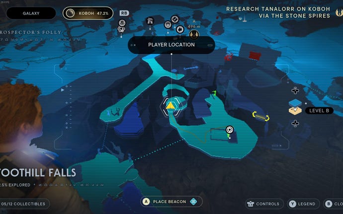 Part of the map of Koboh in Jedi: Survivor.