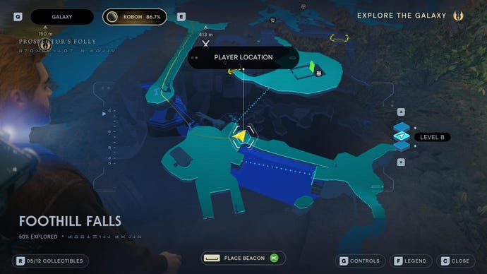 Part of the map of Koboh in Jedi: Survivor.