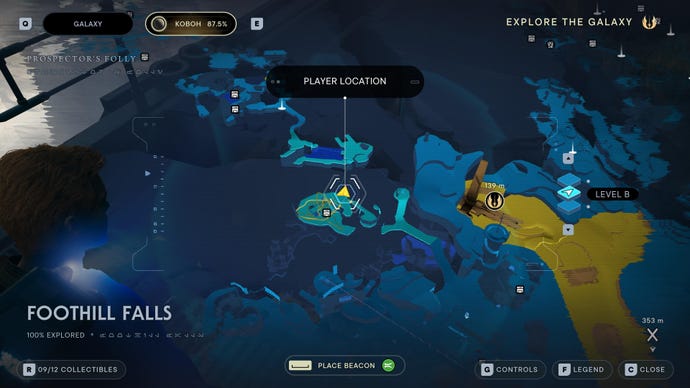 Part of the map of Koboh in Jedi: Survivor.