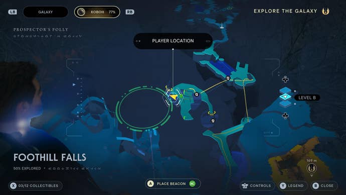 Part of the map of Koboh in Jedi: Survivor.