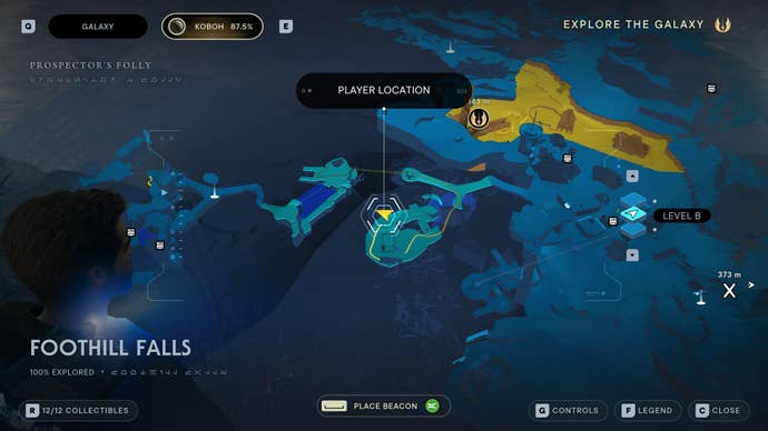 Part of the map of Koboh in Jedi: Survivor.