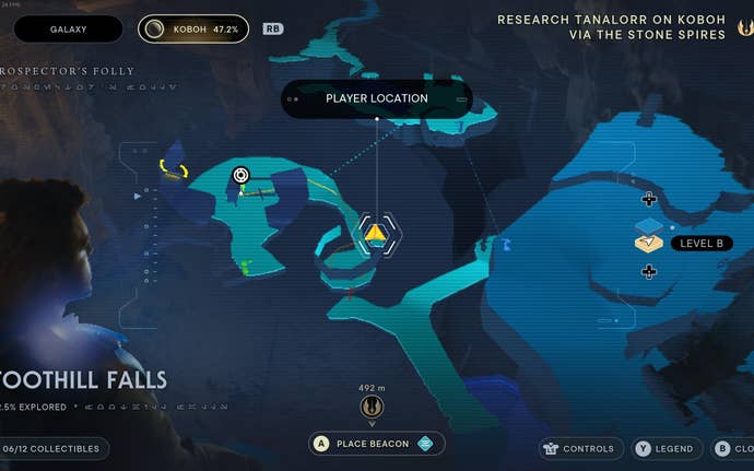 Part of the map of Koboh in Jedi: Survivor.