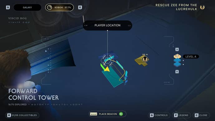 Part of the map of Koboh in Jedi: Survivor.