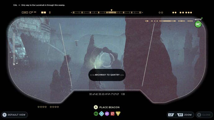 The view of the Gantry through BD-1’s visor.