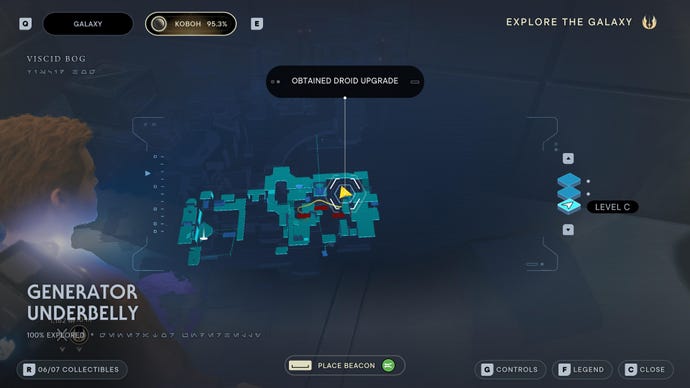 Part of the map of Koboh in Jedi: Survivor.