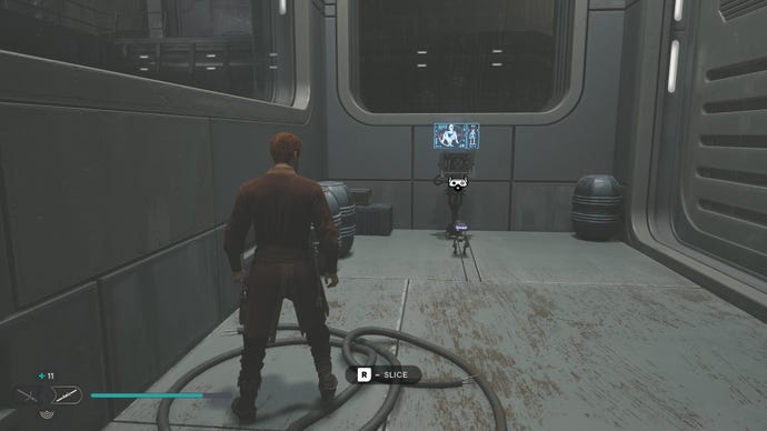 Cal approaches and picks up a collectible on Koboh in Jedi: Survivor.