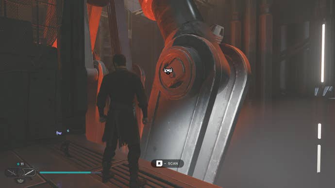 Cal approaches and picks up a collectible on Koboh in Jedi: Survivor.