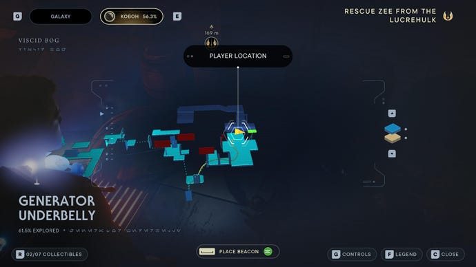 Part of the map of Koboh in Jedi: Survivor.