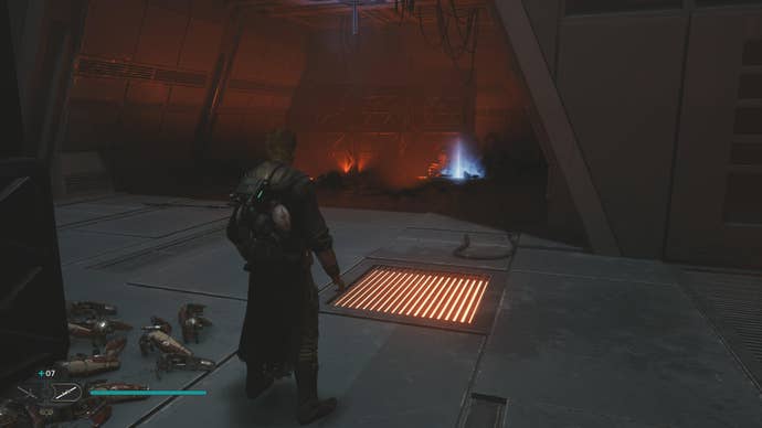 Cal approaches and picks up a collectible on Koboh in Jedi: Survivor.