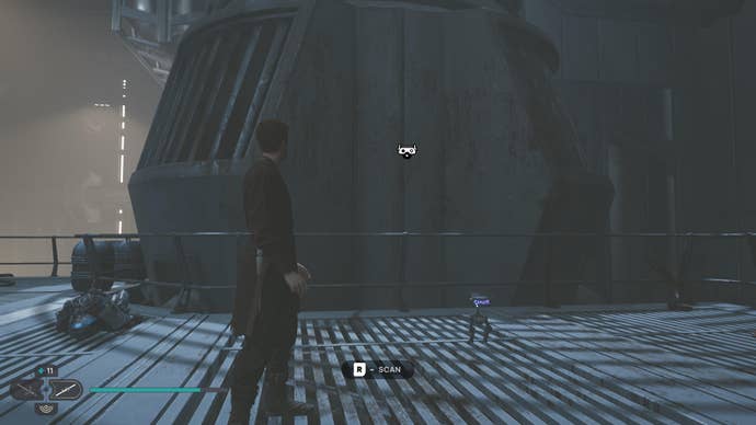 Cal approaches and picks up a collectible on Koboh in Jedi: Survivor.