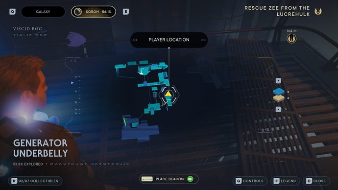 Part of the map of Koboh in Jedi: Survivor.