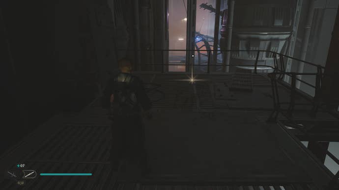 Cal approaches and picks up a collectible on Koboh in Jedi: Survivor.