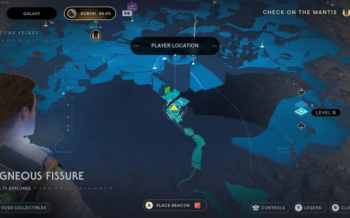 Part of the map of Koboh in Jedi: Survivor.