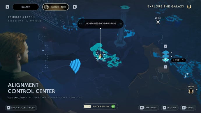 Part of the map of Koboh in Jedi: Survivor.