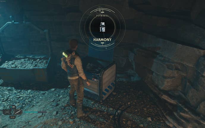 Cal opens up a chest on Koboh in Jedi: Survivor.