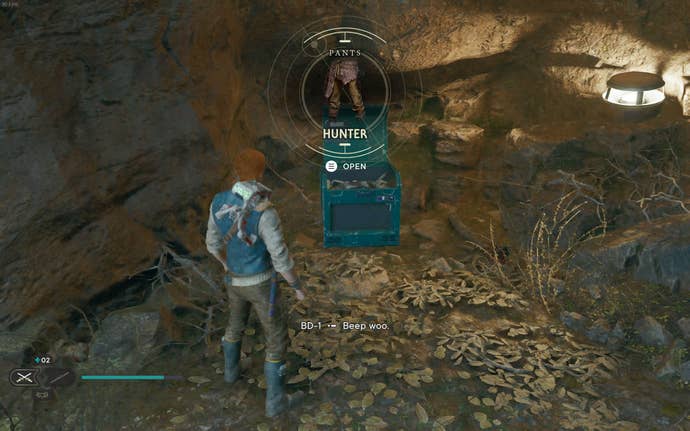 Cal opens up a chest in the Basalt Rift in Jedi: Survivor.