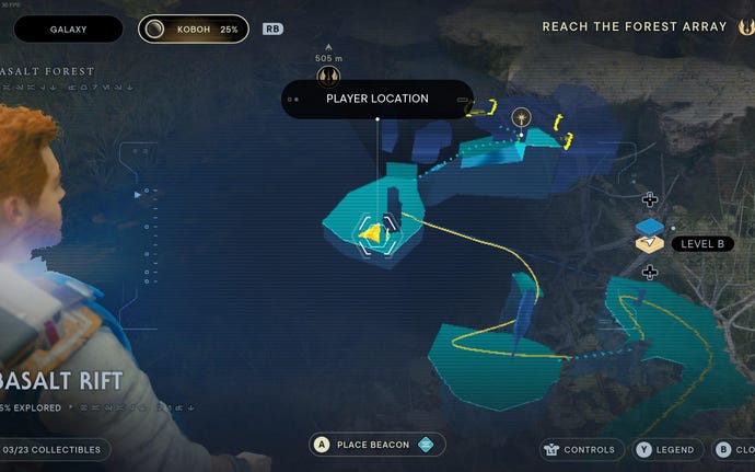 Part of the map of Koboh in Jedi: Survivor.