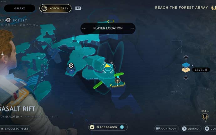 Part of the map of Koboh in Jedi: Survivor.