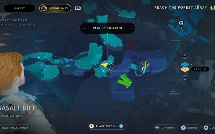 Part of the map of Koboh in Jedi: Survivor.