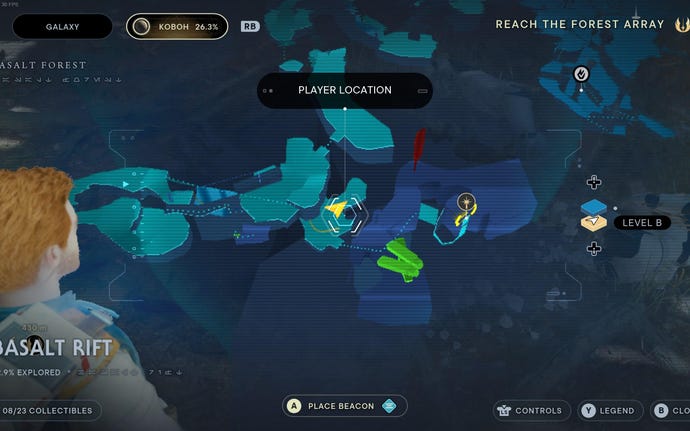 Part of the map of Koboh in Jedi: Survivor.