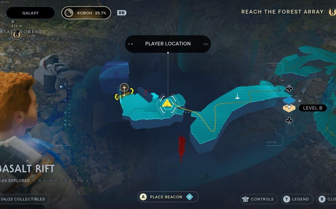 Part of the map of Koboh in Jedi: Survivor.