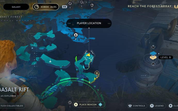 Part of the map of Koboh in Jedi: Survivor.