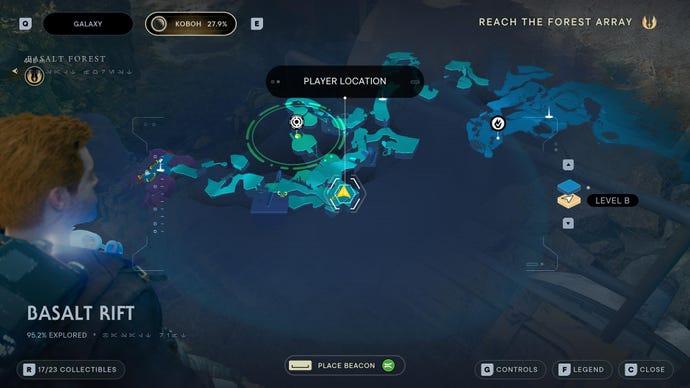 Part of the map of Koboh in Jedi: Survivor.