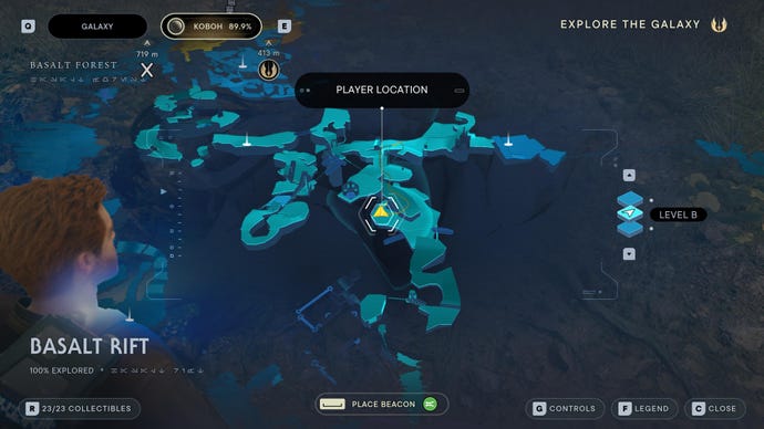 Part of the map of Koboh in Jedi: Survivor.