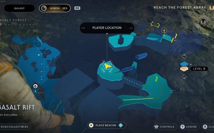 Part of the map of Koboh in Jedi: Survivor.