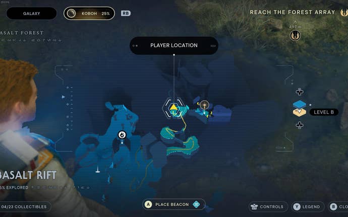 Part of the map of Koboh in Jedi: Survivor.