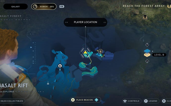 Part of the map of Koboh in Jedi: Survivor.