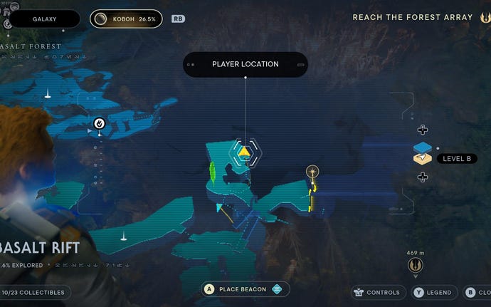 Part of the map of Koboh in Jedi: Survivor.