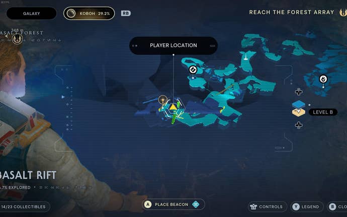 Part of the map of Koboh in Jedi: Survivor.