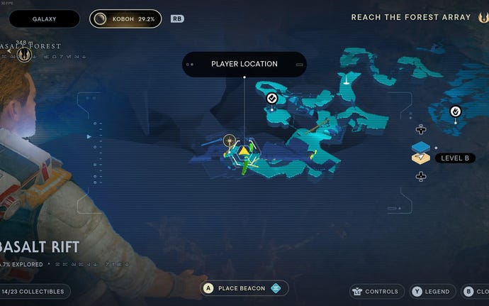 Part of the map of Koboh in Jedi: Survivor.