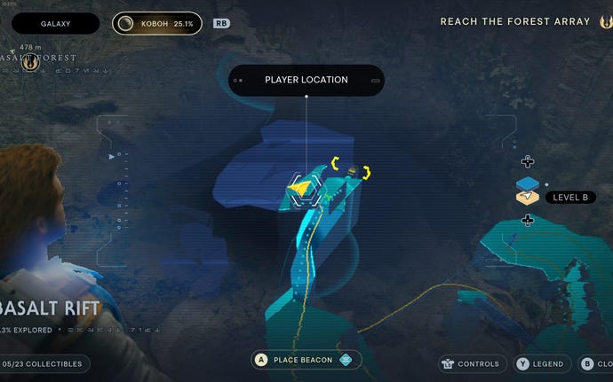 Part of the map of Koboh in Jedi: Survivor.