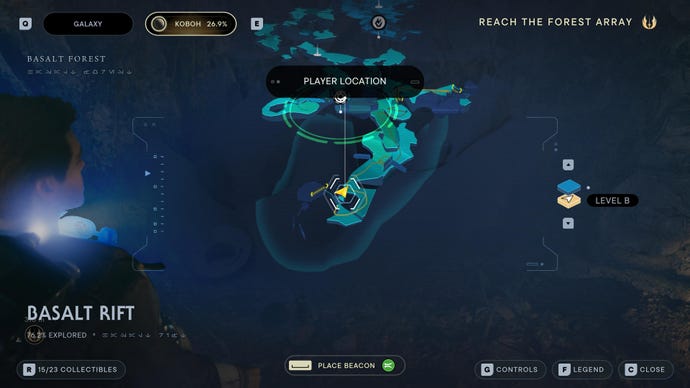 Part of the map of Koboh in Jedi: Survivor.