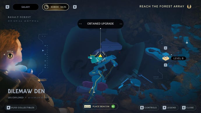 Part of the map of Koboh in Jedi: Survivor.