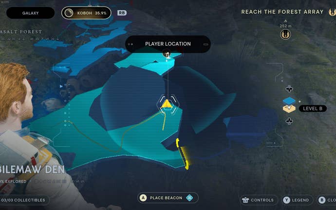 Part of the map of Koboh in Jedi: Survivor.