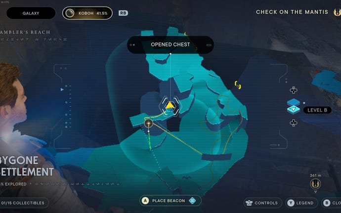 Part of the map of Koboh in Jedi: Survivor.