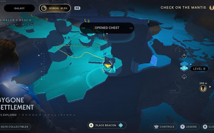 Part of the map of Koboh in Jedi: Survivor.