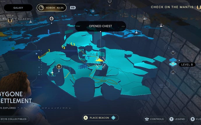 Part of the map of Koboh in Jedi: Survivor.