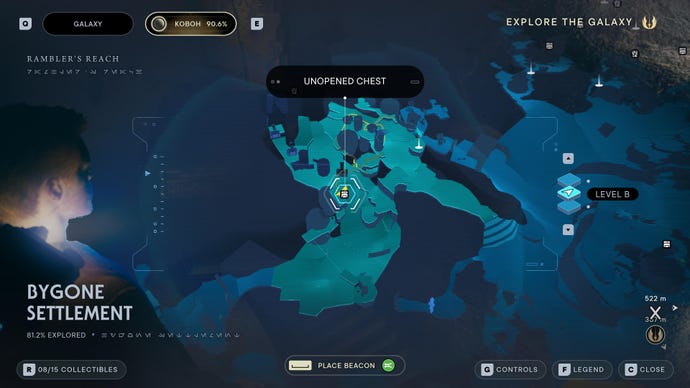 Part of the map of Koboh in Jedi: Survivor.