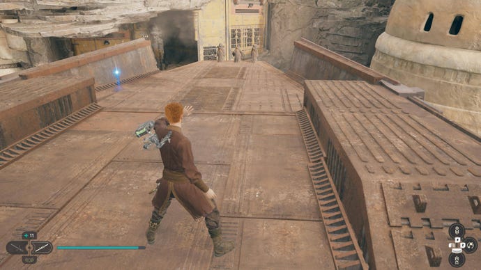 Cal approaches an Essence atop a Digger Crawler on Koboh in Jedi: Survivor.