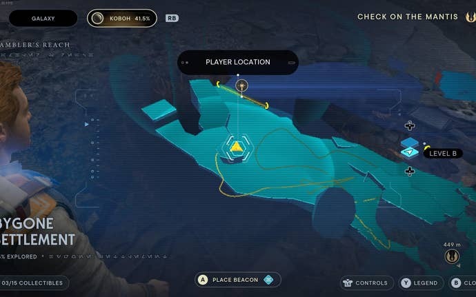 Part of the map of Koboh in Jedi: Survivor.