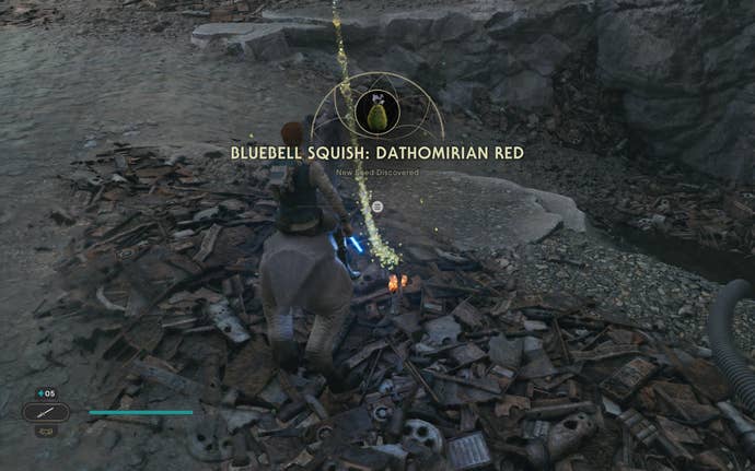 Cal approaches a plant on Koboh in Jedi: Survivor.