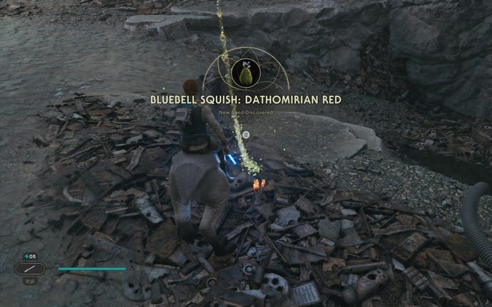 Cal approaches a plant on Koboh in Jedi: Survivor.