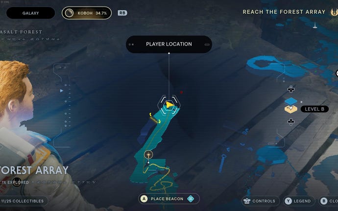 Part of the map of Koboh in Jedi: Survivor.